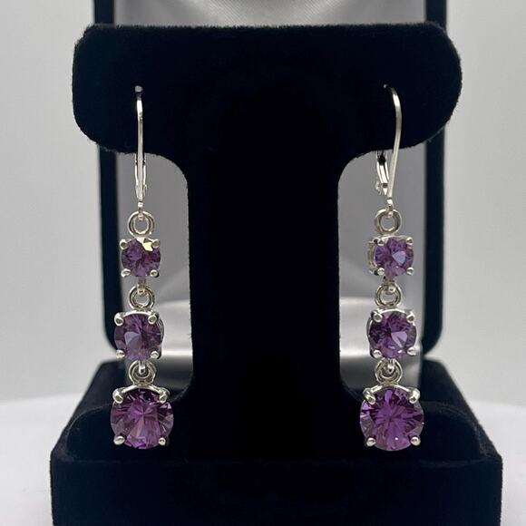 Gorgeous 5ctw Alexandrite Earrings in Sterling Silver - Picture 1 of 3